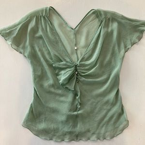 Sheer Light Green Sparkly Women’s Top